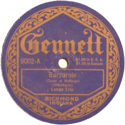 Longo Trio, Barcarole, Gennett Records